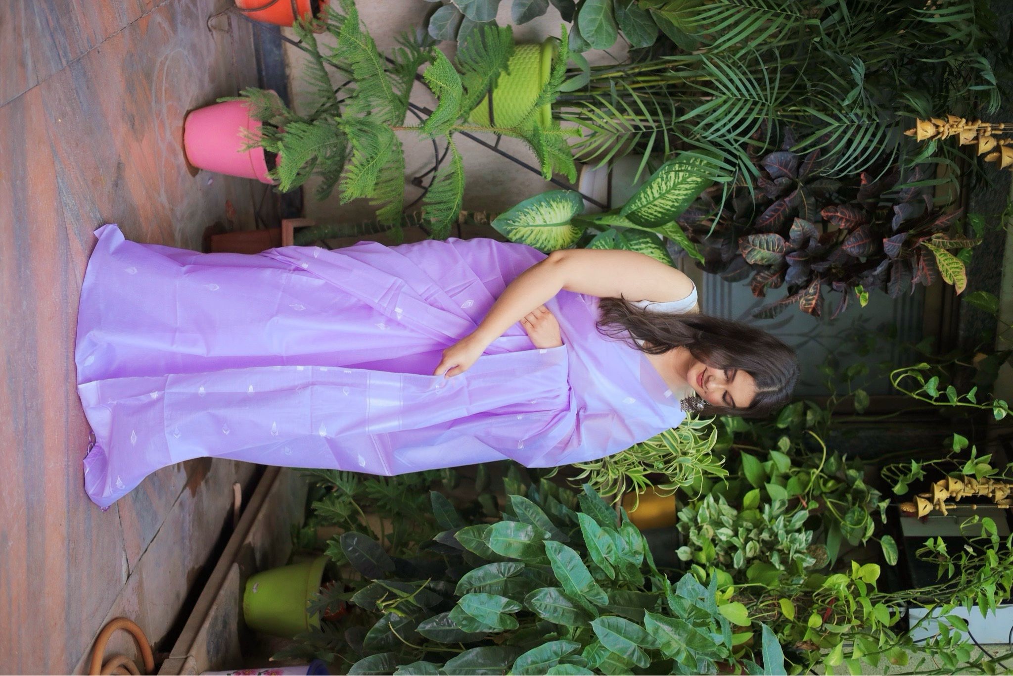 Light Lilac Banarasi Soft Silk Printed Saree