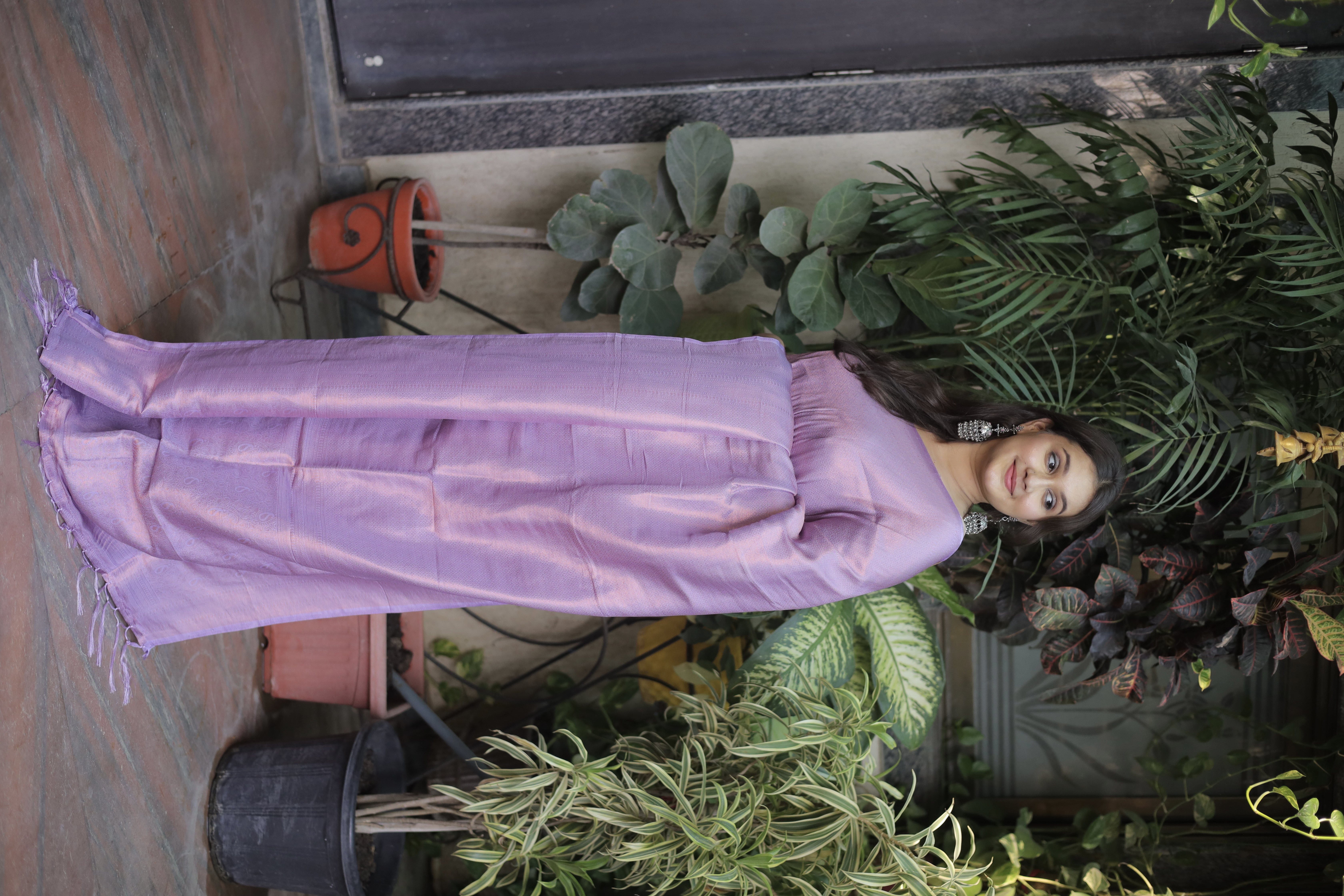 Lavender Kubera Pattu Silk Solid Saree