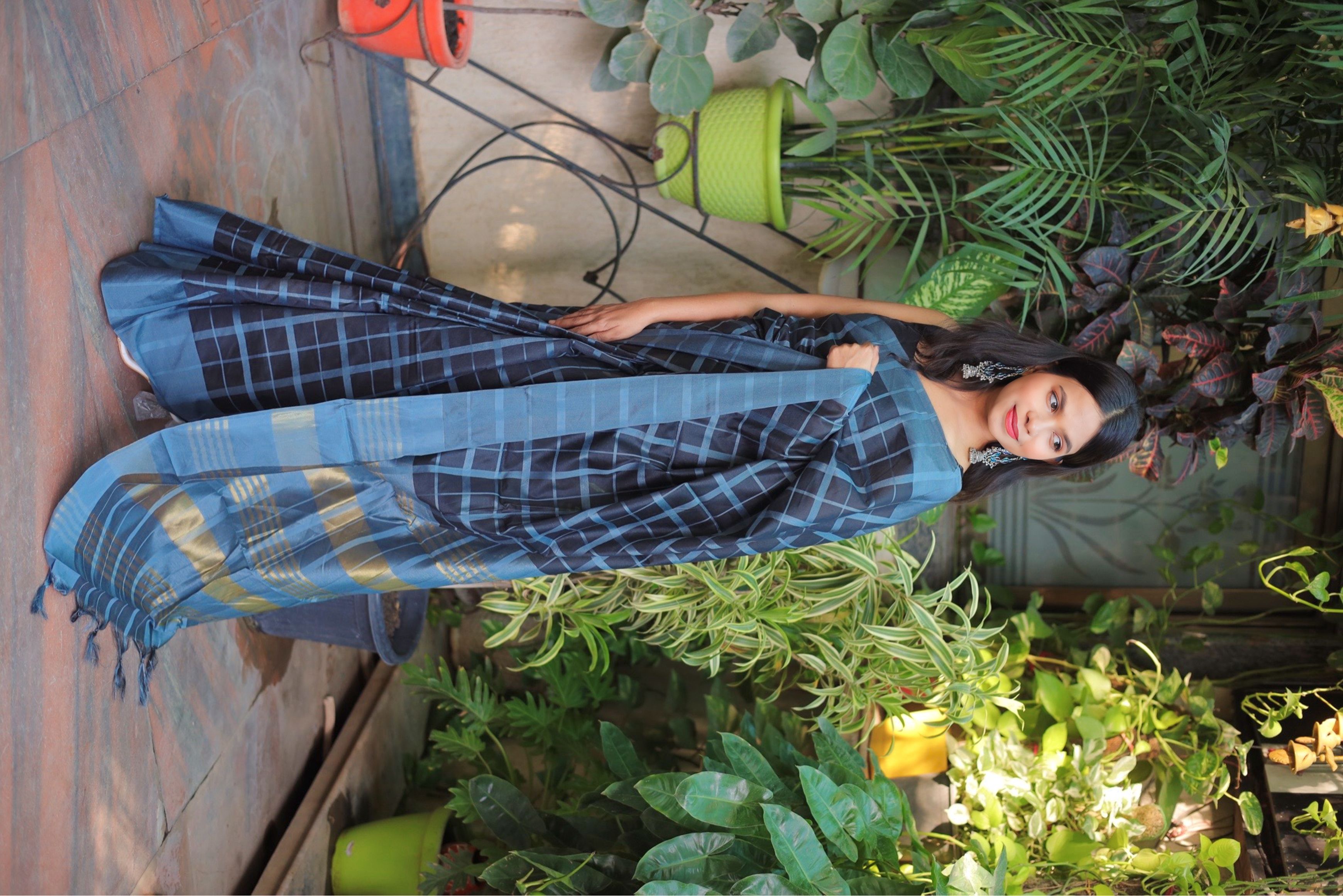 Multicolor Cotton Silk Checked Saree