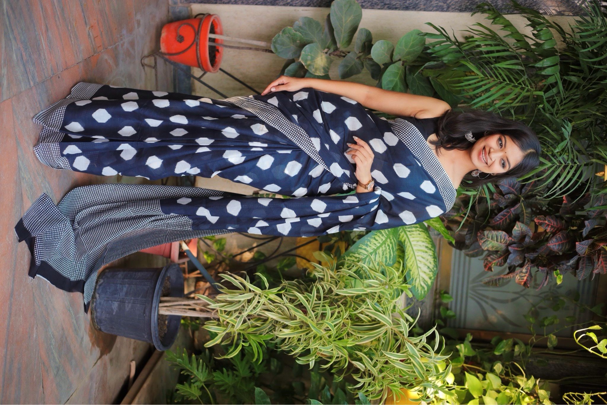 White And Black Mulmul Cotton Printed Saree