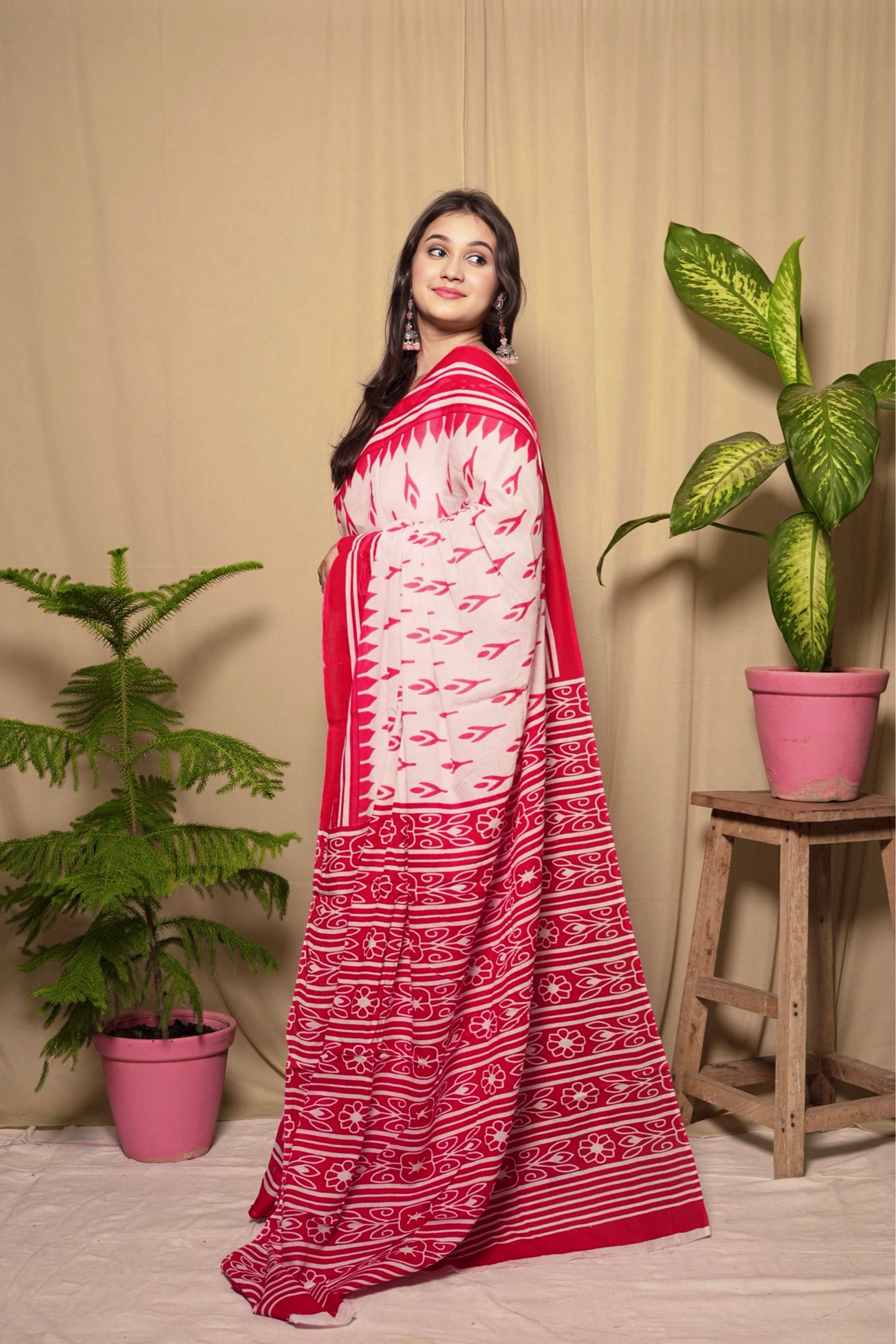 Multicolor Cotton Printed Saree