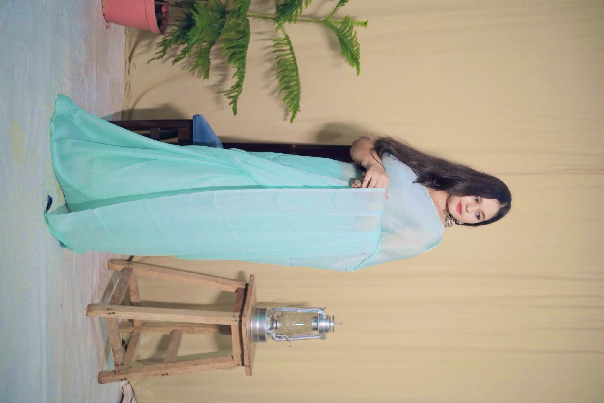 Aqua Blue Poly Chiffon Solid Saree